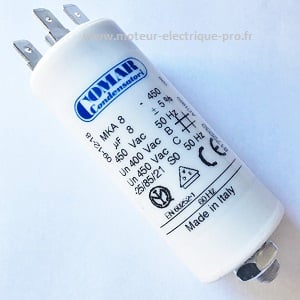 Condensateur COMAR 8uf pour moteur électrique monophasé