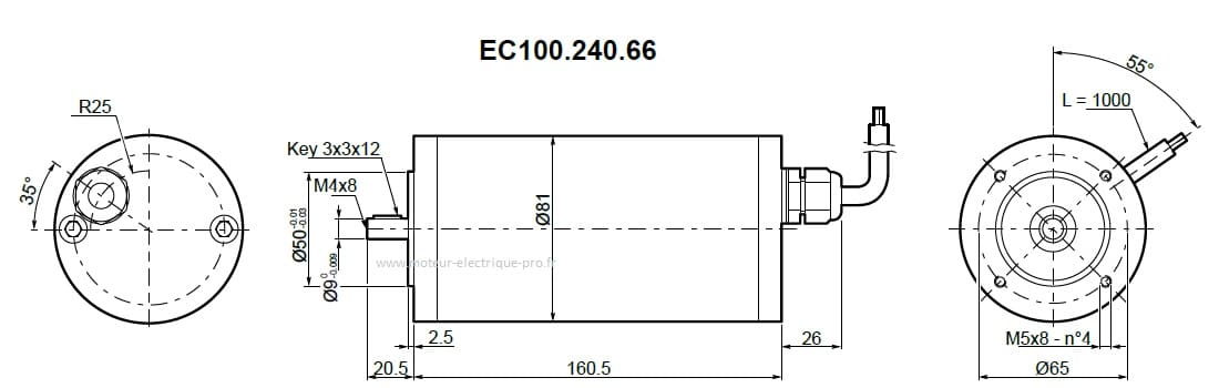 Moteur Transtecno IP66 EC100.240.66 24V 100W