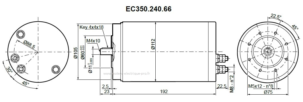 Transtecno moteur 24V IP66 EC350.240.66