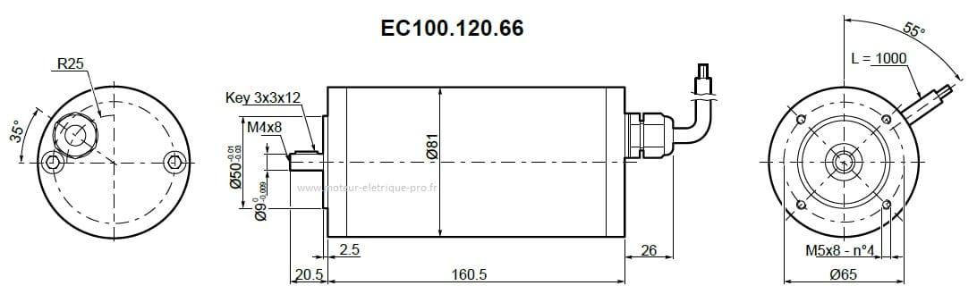 Moteur continu 12V Transtecno EC100.120.66