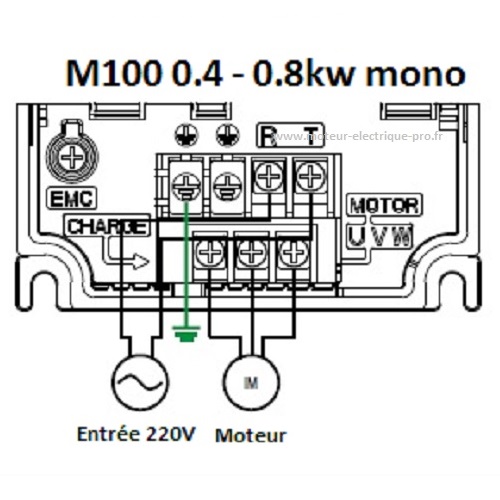 Variateur de fréquence 0.4kw - variateur de fréquence 0.8kw M100 LS Electric Branchement