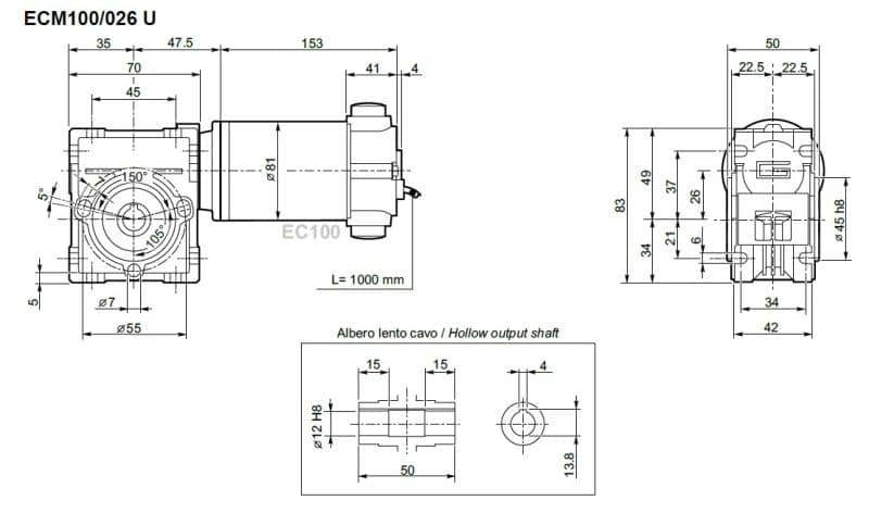 Motoréducteur Transtecno ECM100-026 plan