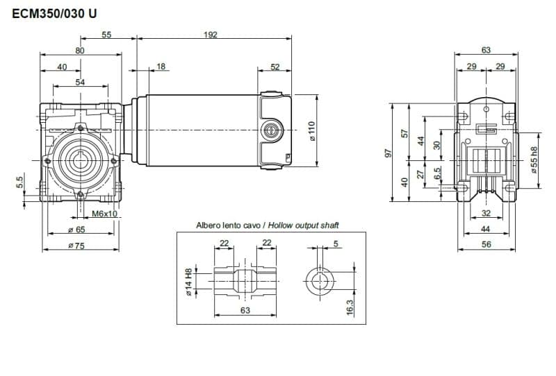 Motoréducteur Transtecno EC350-030U PLAN